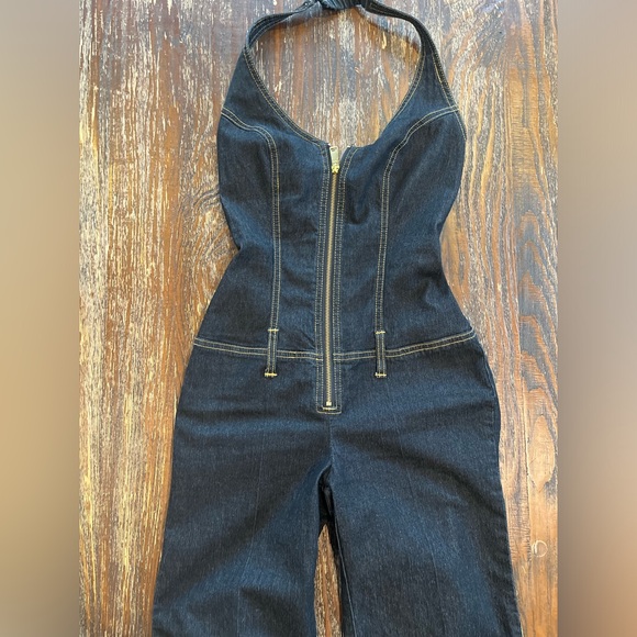 Amazing denim vintage Bisou Bisou capri jumpsuit - Picture 4 of 8